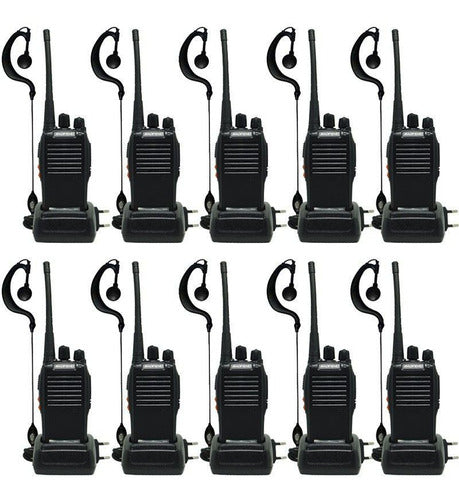 Kit 10 Rádio Uhf 16 Canais Comunicador Fone Walktalk Bf-777s