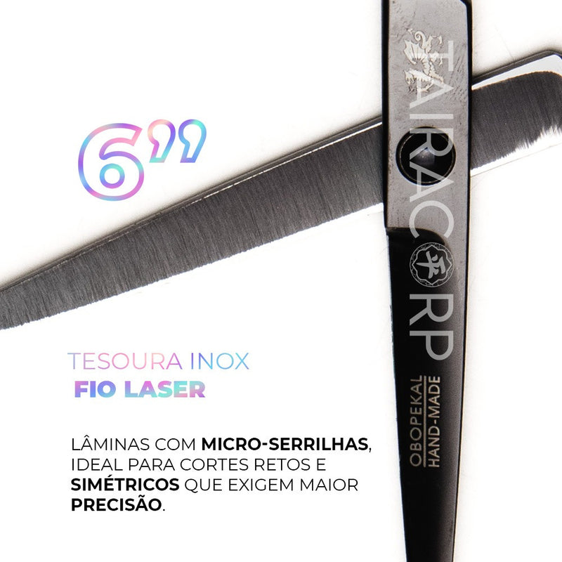 Kit 3 Tesouras Profissionais Navalha Cabeleireiro Barbeiro Cor Preto