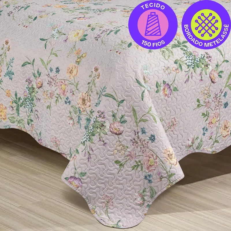 Kit Cobre Leito Colcha Queen Patchwork Evolution Dupla Face 3 pçs Camesa