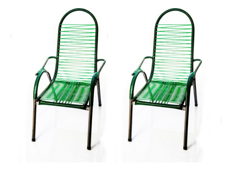 Kit 2 Cadeiras Fio Cordinha Varanda Quintal Area Jardim Cor Verde Lisa
