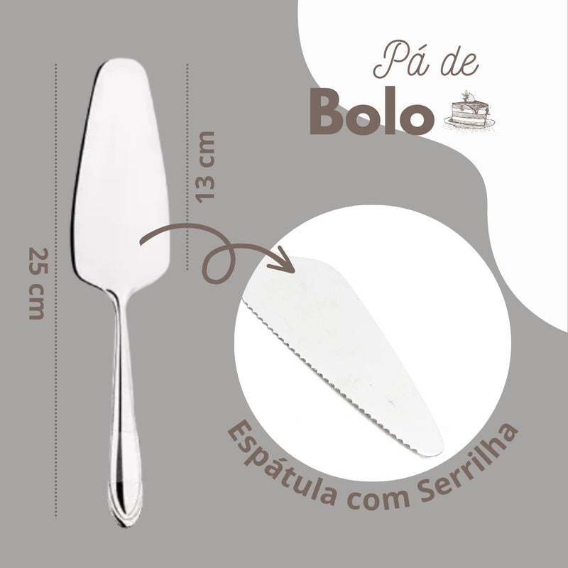 Espátula Pá P/ Cortar Bolo Tortas Doces C/ Serra Em Aço Inox Cor Aço Inox