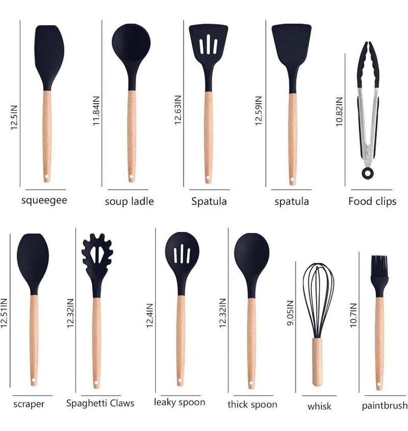 Kit Conjunto 19 Pçs De Utensílios Facas Silicone E Plástico