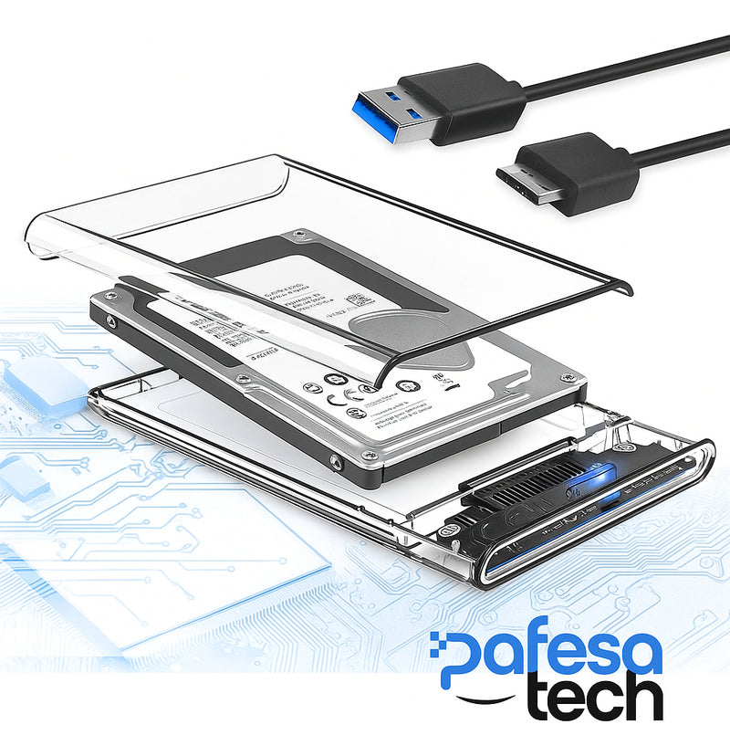 Case Externa Gaveta Para Hd Sata 2,5 Usb 3.0 Transparente Pafesa Tech Notebook Computador Pc Portátil Para Windows