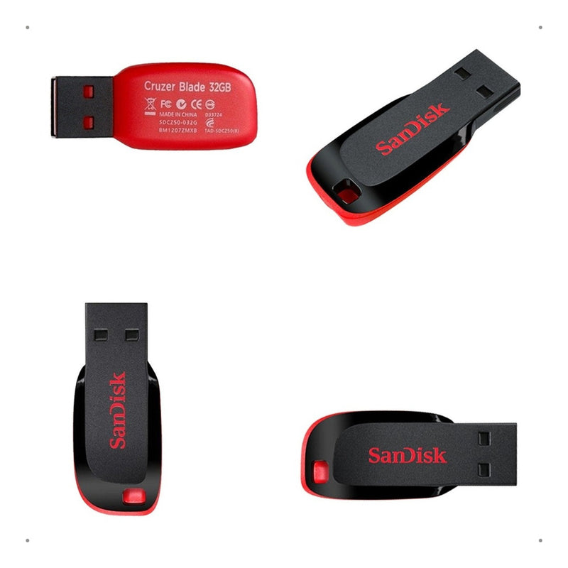 Pendrive Sandisk Cruzer Blade 32gb Usb 2.0 Sdcz50-032g-b35 Cor Preto Sem tampa