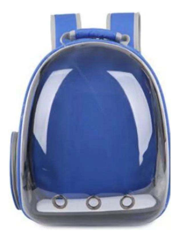 Mochila Para Carregar Gatos Com Capsula Bolha Transparente Cor Cinza