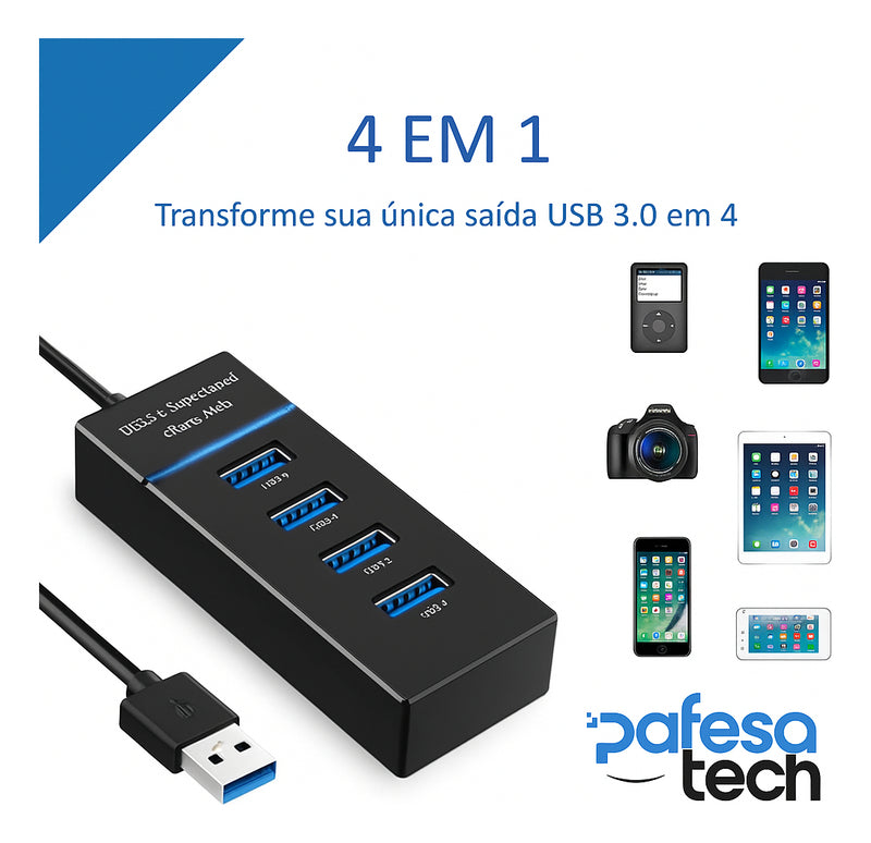 Pafesa Tech Extensão Hub Cabo Usb 3.0 Alta Velocidade Adaptador Com 4 Portas Usb Para Mouse Teclado Notebook Pc