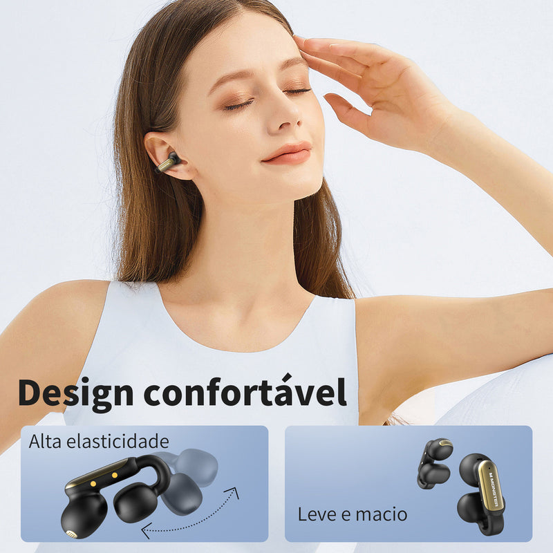 Fones De Ouvido Sem Fio Bluetooth Monster E62 IPX6 Waterproof Gamer Com Microfone HD Integrado, Fones De Ouvido Abertos Com Cancelamento De Ruído, Fones De Ouvido Esportivos Com Clipe Preto
