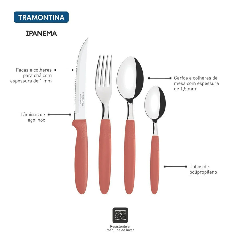 Faqueiro Tramontina Ipanema Inox 24 Pçs Serve Até 6 Pessoas Cor Branco