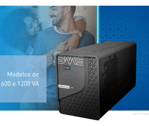 Nobreak Sms Lite 600va 29202 Entrada Bivolt E Saída 115v Cor Preto