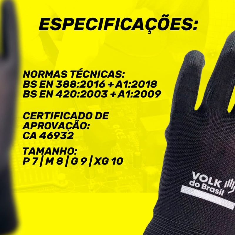 Luva Anti Estática Manutenção Celular Pc Eletronicos Volk Ca