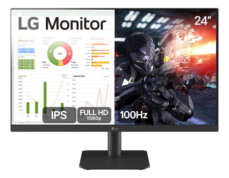 Monitor LG 24 Ips, Full Hd, 100hz, Hdmi, Ajuste De Inclinaç Cor Preto