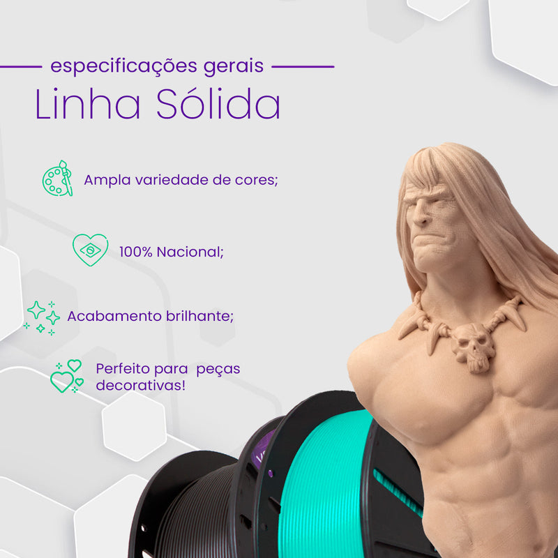 Voolt3D PLA Filamento 1.75mm Premium 1kg Cor Bege Caucasiano