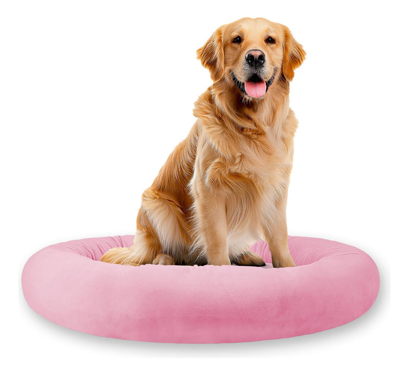 Cama Pet Luxo Cães Gatos Confortável Redonda Impermeável G Cor Marrom Desenho Liso