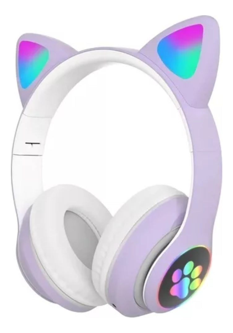 Fone Gatinho Sem Fio Com Led Bluetooth Infantil Meninas Gato