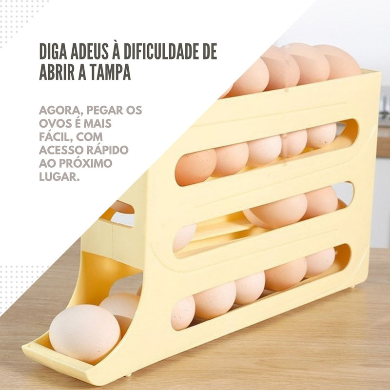 Porta Ovos Suporte Rolante Dispenser Rolante 4 Andares Cor Cinza
