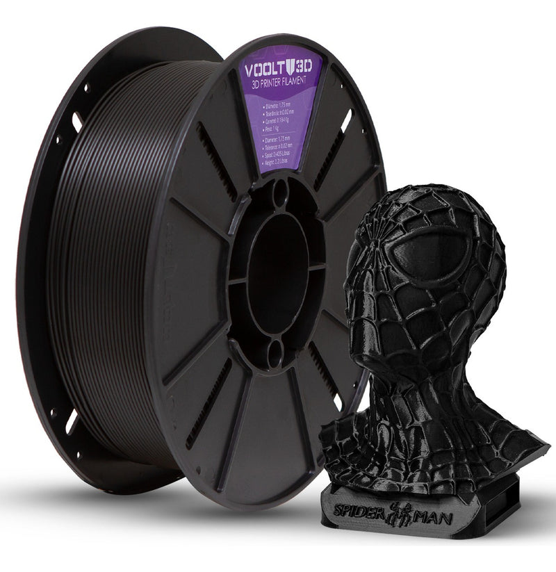 Filamento 3d Pla 1kg impressão 3d Premium 1.75mm Voolt3d cor preto
