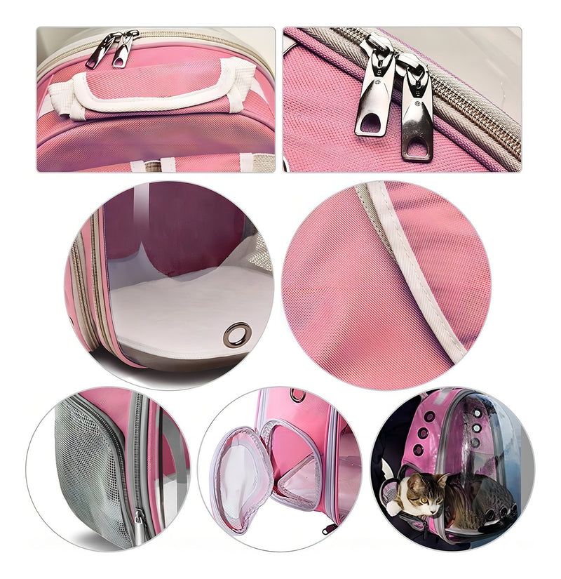 Mochila Para Carregar Gatos Com Capsula Bolha Transparente Cor Cinza