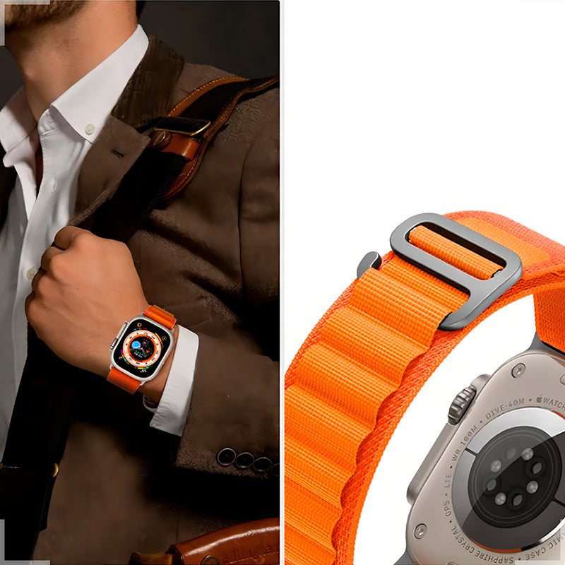 Pulseira Loop Para Watch Apple Ultra Alpine Alpinista Nylon Cor Laranja/Preto - 42mm 44mm 45mm 49mm