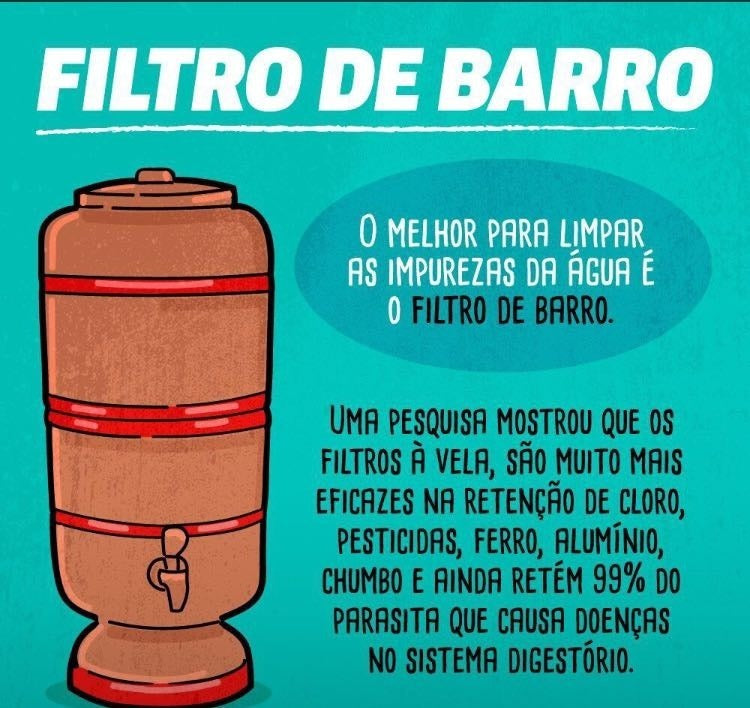 Filtro De Barro Salute 16 Litros Com Vela Tripla Ação E Bóia