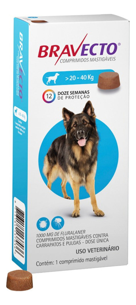 Bravecto Antipulgas carrapato comprimido Cães 20 a 40 kg Full