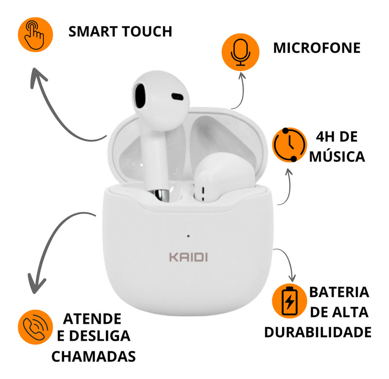 Fone Ouvido Sem Fio Bluetooth V5.1 Kaidi-771 True Wirelees Cor Preto