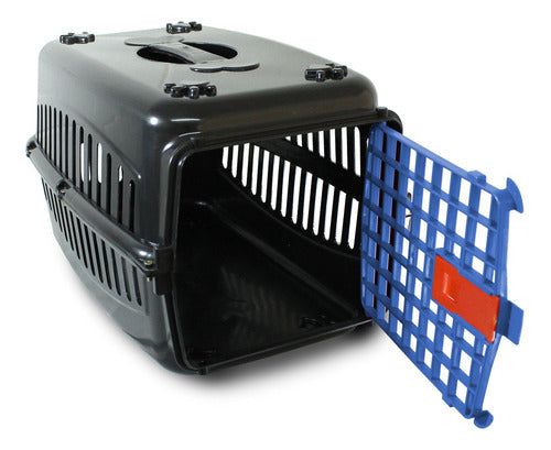 Caixa De Transporte Alça Coelho Cachorro Gato Preta/porta N2