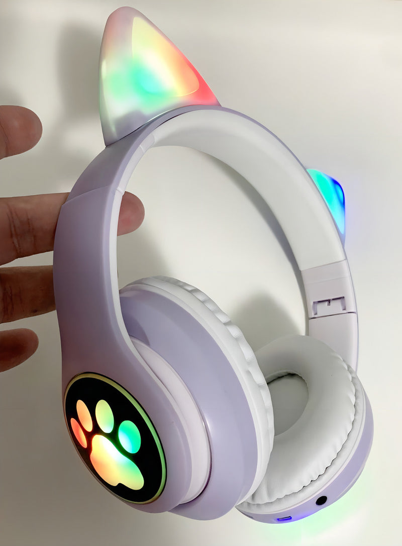 Fone Gatinho Sem Fio Com Led Bluetooth Infantil Meninas Gato
