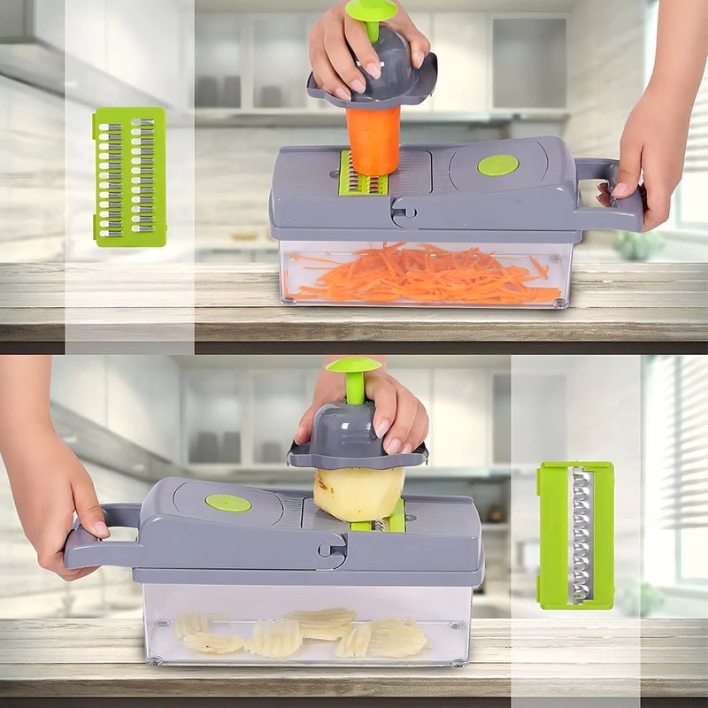 Cortador Alimentos Ralador para cozinha 10 em 1 Fatiador Legumes Queijo Verduras Inox Compacto Rápido e Seguro Tche Amo
