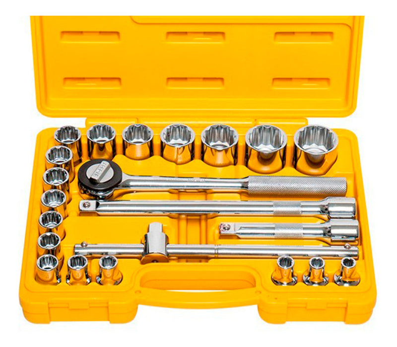 Jogo De Soquete Black Tools BCS022 Reversível 1/2 Pol Profissonal Com Catraca