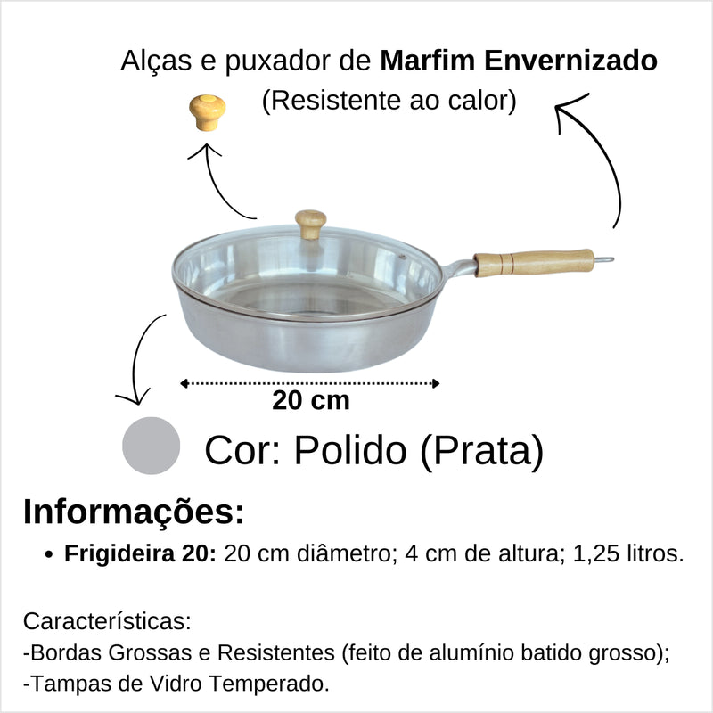 Conjunto Panelas Frigideira Caldeirão 7 Pçs Alumínio Fundido