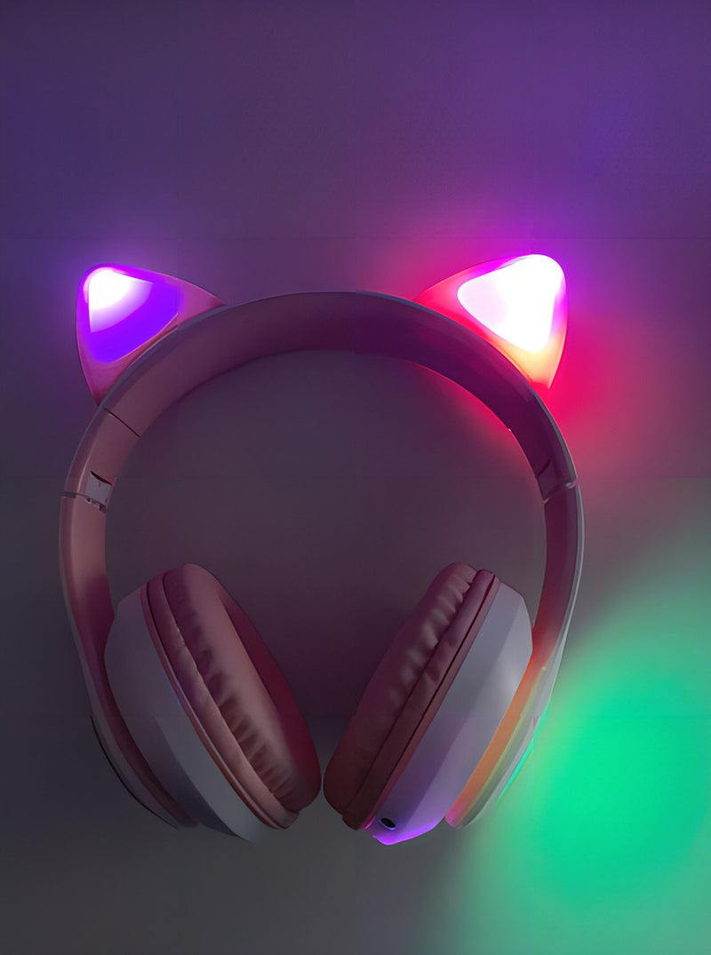 Fone Gatinho Sem Fio Com Led Bluetooth Infantil Meninas Gato
