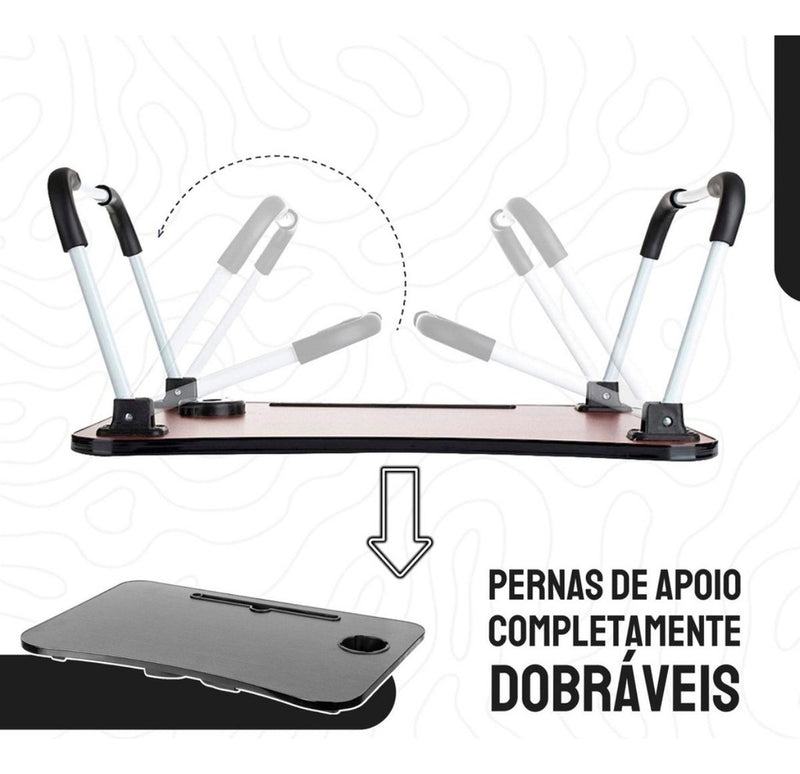 Mesa Suporte Notebook Dobrável Cama Sofá Trabalho Estudo Cor Preto