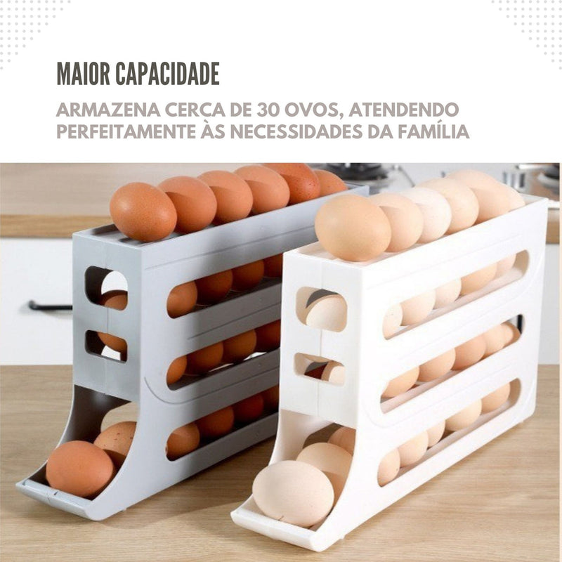 Porta Ovos Suporte Rolante Dispenser Rolante 4 Andares Cor Cinza