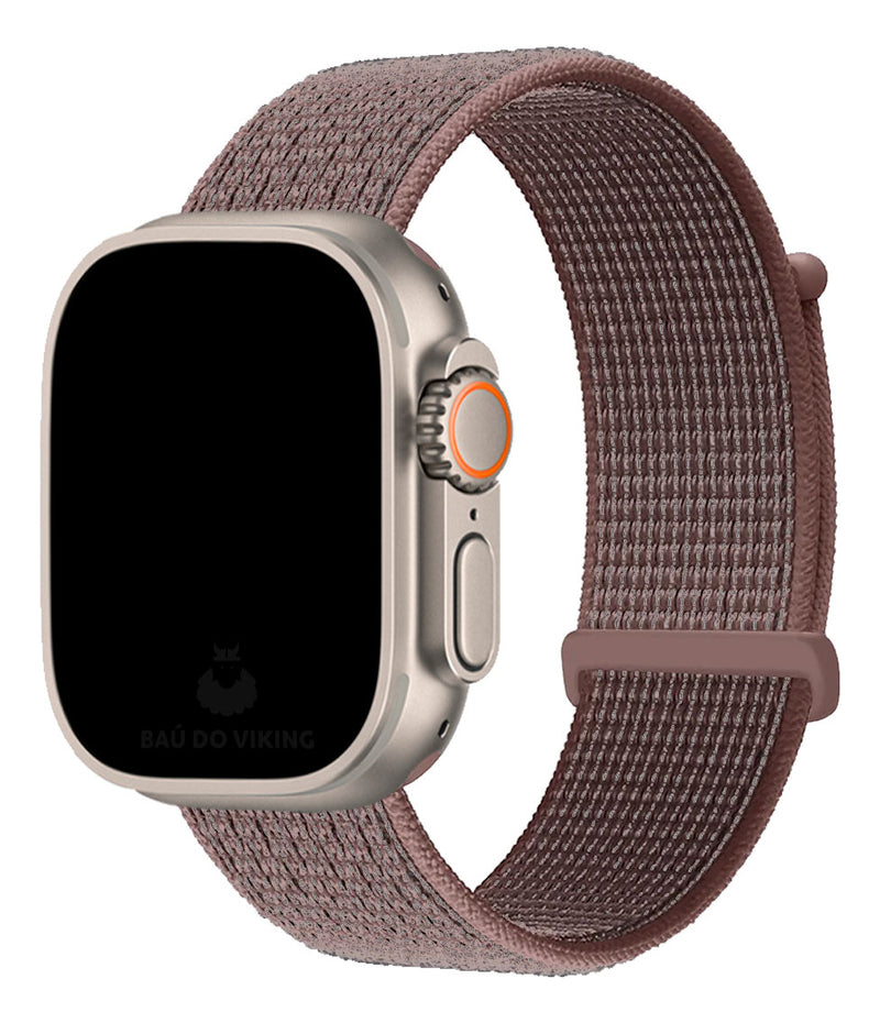 Baú do Viking pulseira Nylon Loop rosa areia compatível com Apple Watch 38/40/41/42mm