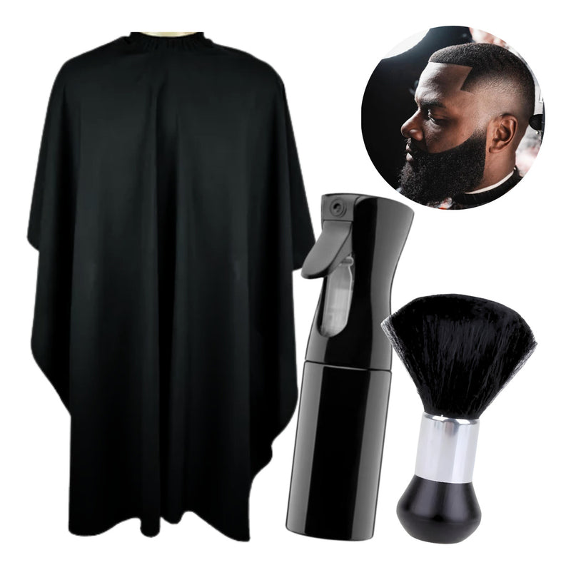 Capa De Corte Barbeiro Espanador Borrifador Névoa Barbearia Cor Preto Lisa