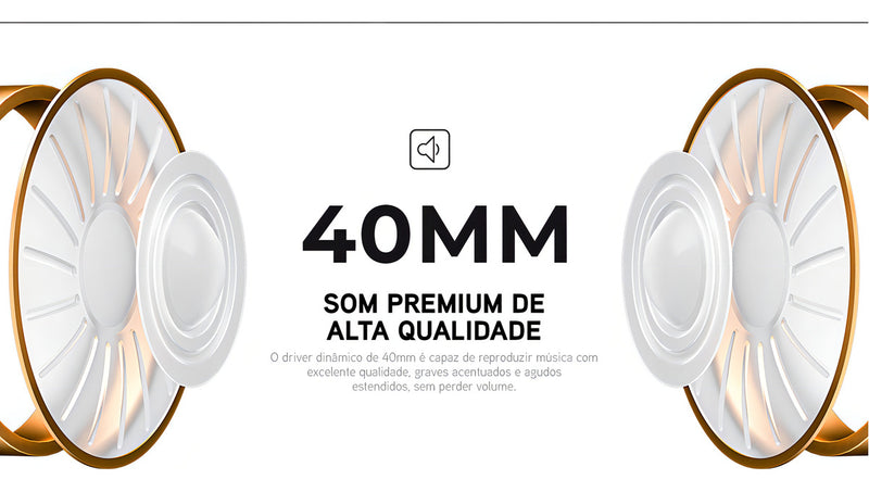 Fone De Ouvido Headphone Dapon H02d Bluetooth 5.1 Microfone Cor Bege