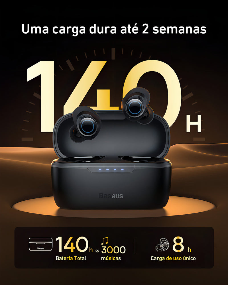 Fone Sem Fio Baseus Tws Bowie Ma10 Com Cancelamento De Ruído e Ipx6 Cor Preto