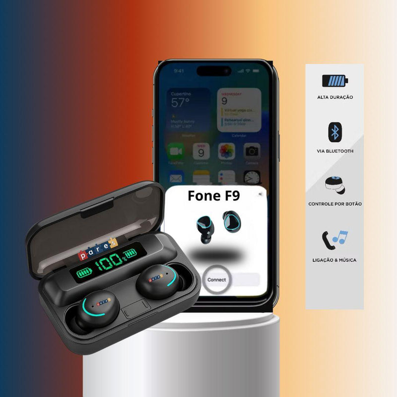 Fone Bluetooth F9-5 Pares Som Imersivo Powerbank Moderno Bateria Longa Duração Compativel Com Todos Celulares