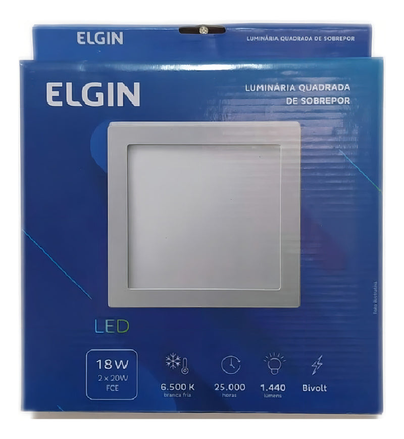 Plafon Led Quadrado Sobrepor 18w 6500k Branco Frio Elgin