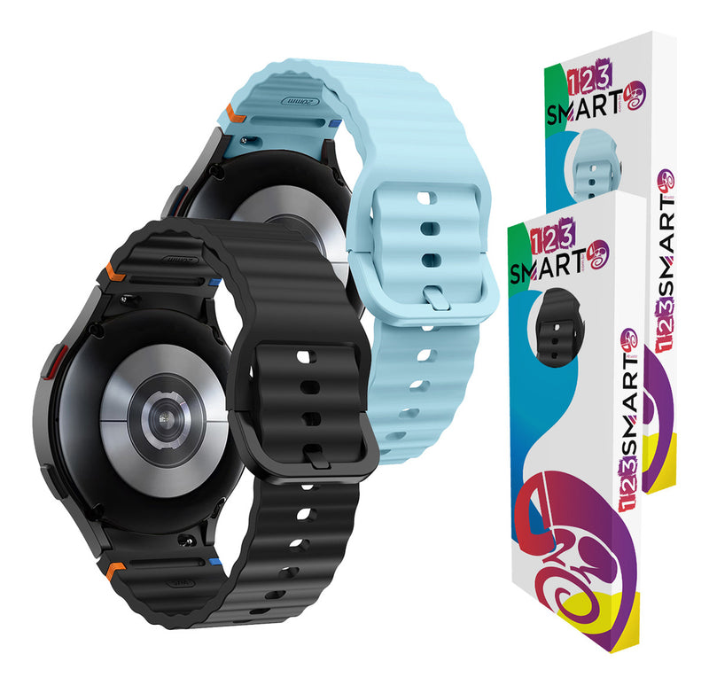 Pulseira De Silicone Ridge 3 Cores 123-alc-07 Marca 123smart Compavel Com Samsung Galaxy Watch 4 5 6 7 Fe 40mm 42mm 43mm 44mm 45mm 46mm 47mm Classic Pro - Cor Preto