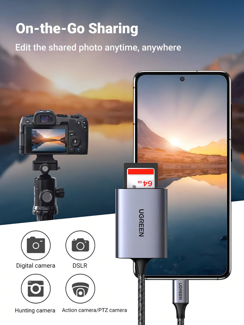 Leitor De Cartão de Memória Ugreen Usb-c Para Sd + Tf
