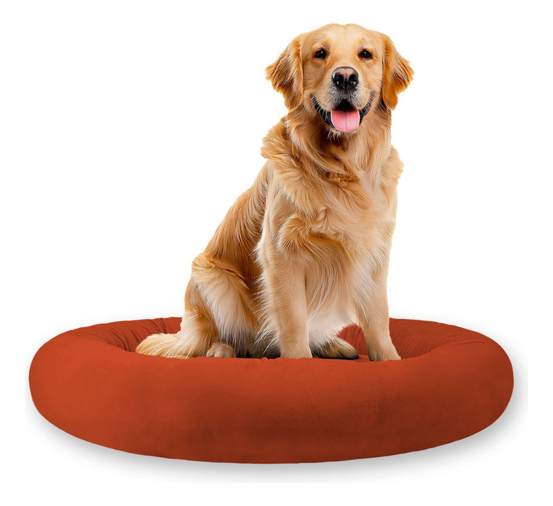 Cama Pet Luxo Cães Gatos Confortável Redonda Impermeável G Cor Marrom Desenho Liso