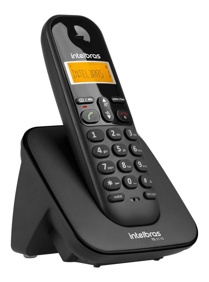Telefone Sem Fio Intelbras Ts 3110 Preto Visor Luminoso Com Identificação de Chamadas