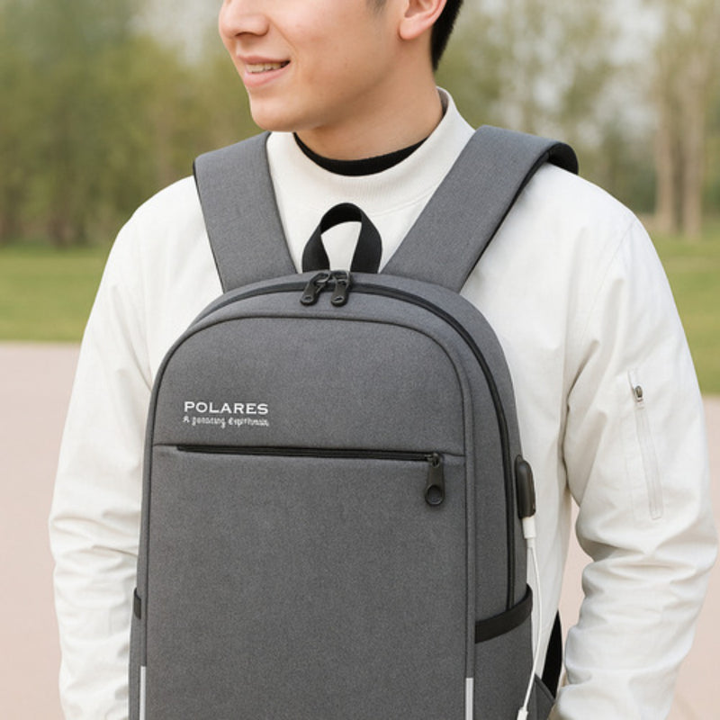Mochila Anti Furto Polares Notebook Saída Cabo Aux Usb E Fone Ouvido Cor Preto