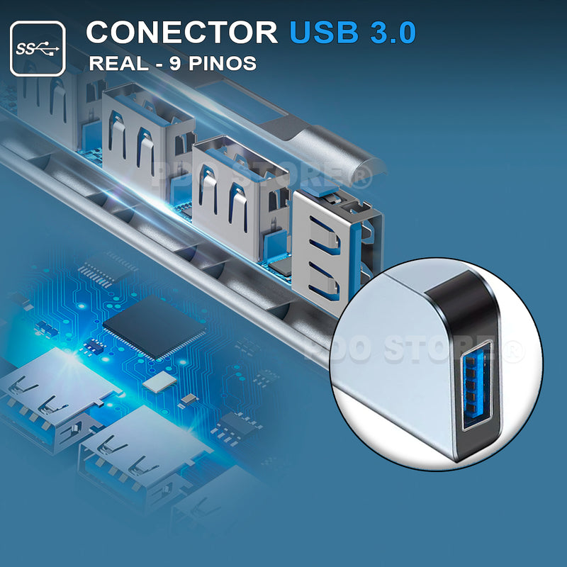 Hub Usb 8 Portas Usb 3.0 5 Gbps Extensor Adaptador Usb 3.0 Computador Pc Notebook Pdo Store