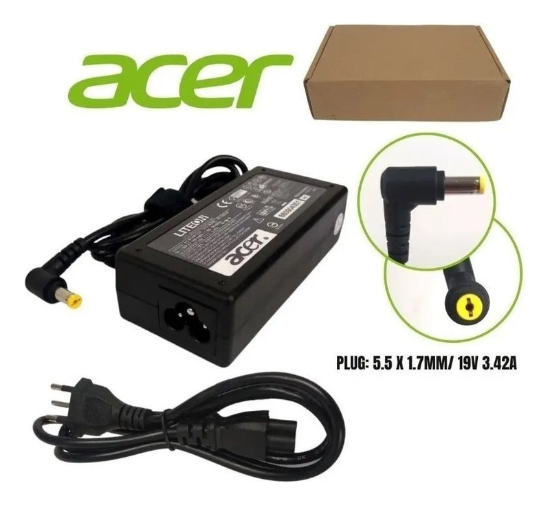 Fonte Carregador Notebook Acer 19v 3.42a 65w Cor Preto