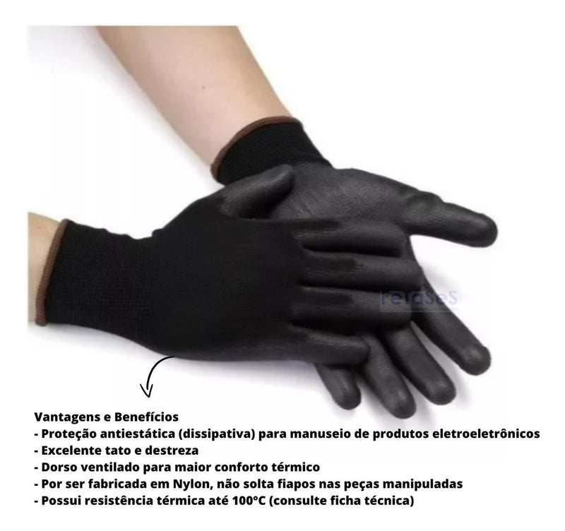 Luva Anti-estática Para Manutenção Celular Pc Eletronicos
