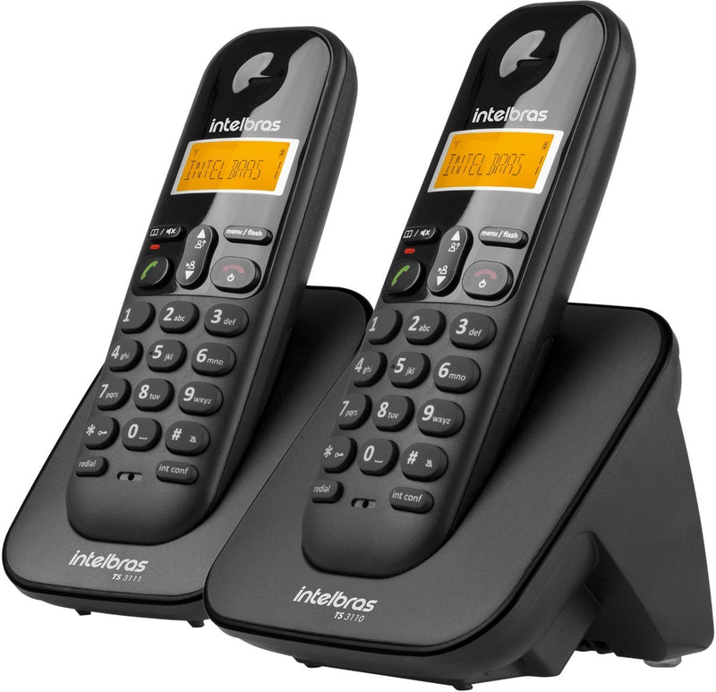 2 Telefones Sem Fio Intelbras Ts3112 Com Identificador Ramal Cor Preto