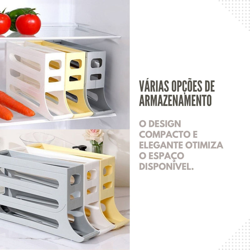 Porta Ovos Suporte Rolante Dispenser Rolante 4 Andares Cor Cinza