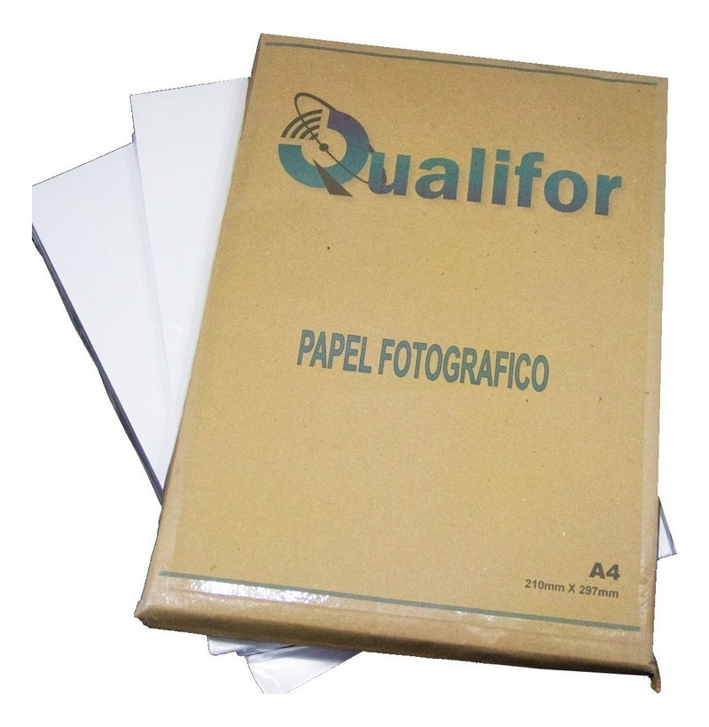 50 Folhas Papel Fotográfico Adesivo Glossy 130g A4 Cor Branco
